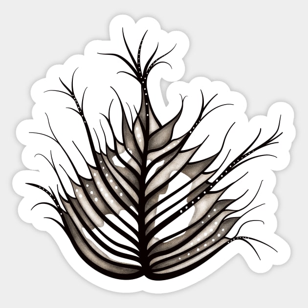 Hairy Leaf Abstract Botanical Art Sticker by Boriana Giormova